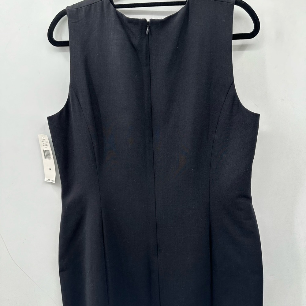 New 16 RALPH LAUREN BLACK A-Line midi structured ruffle tail wool ship dress LBD - Picture 9 of 11